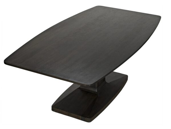 Minimalist design, dark walnut dining table with pedestal base, top
