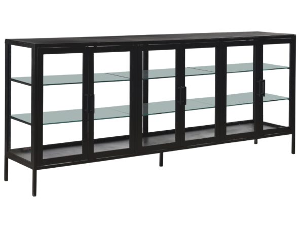 Black iron and glass sideboard.