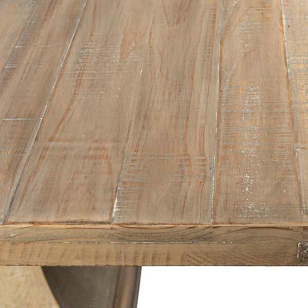 106" light brown dining table, detail of top