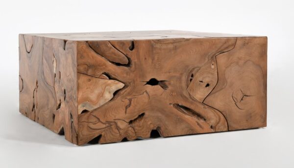 Natural teak root square coffee table