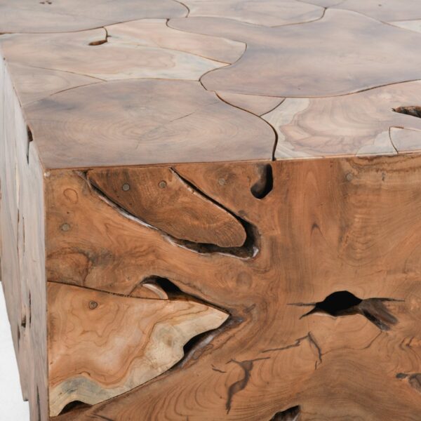 Natural teak root square coffee table, detail