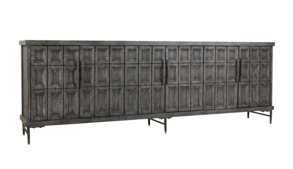 Large sideboard with panel doors in charcoal finish