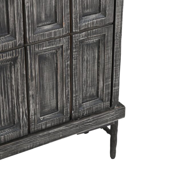 Large sideboard with panel doors in charcoal finish, detail