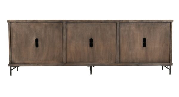 Large sideboard with panel doors in charcoal finish, back view