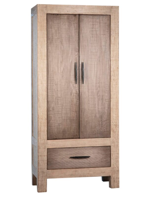 Tall wardrobe cabinet with 2 doors and bottom drawer