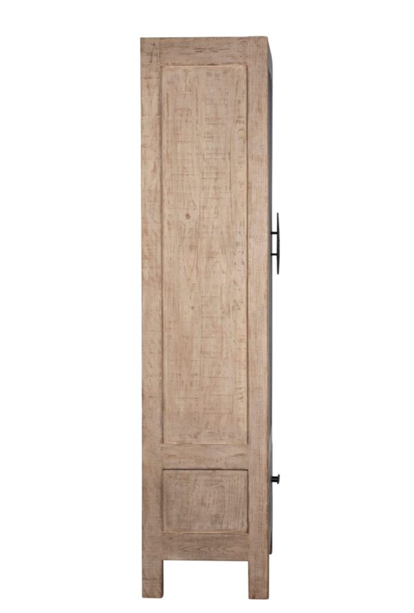 Tall wardrobe cabinet with 2 doors and bottom drawer, side view