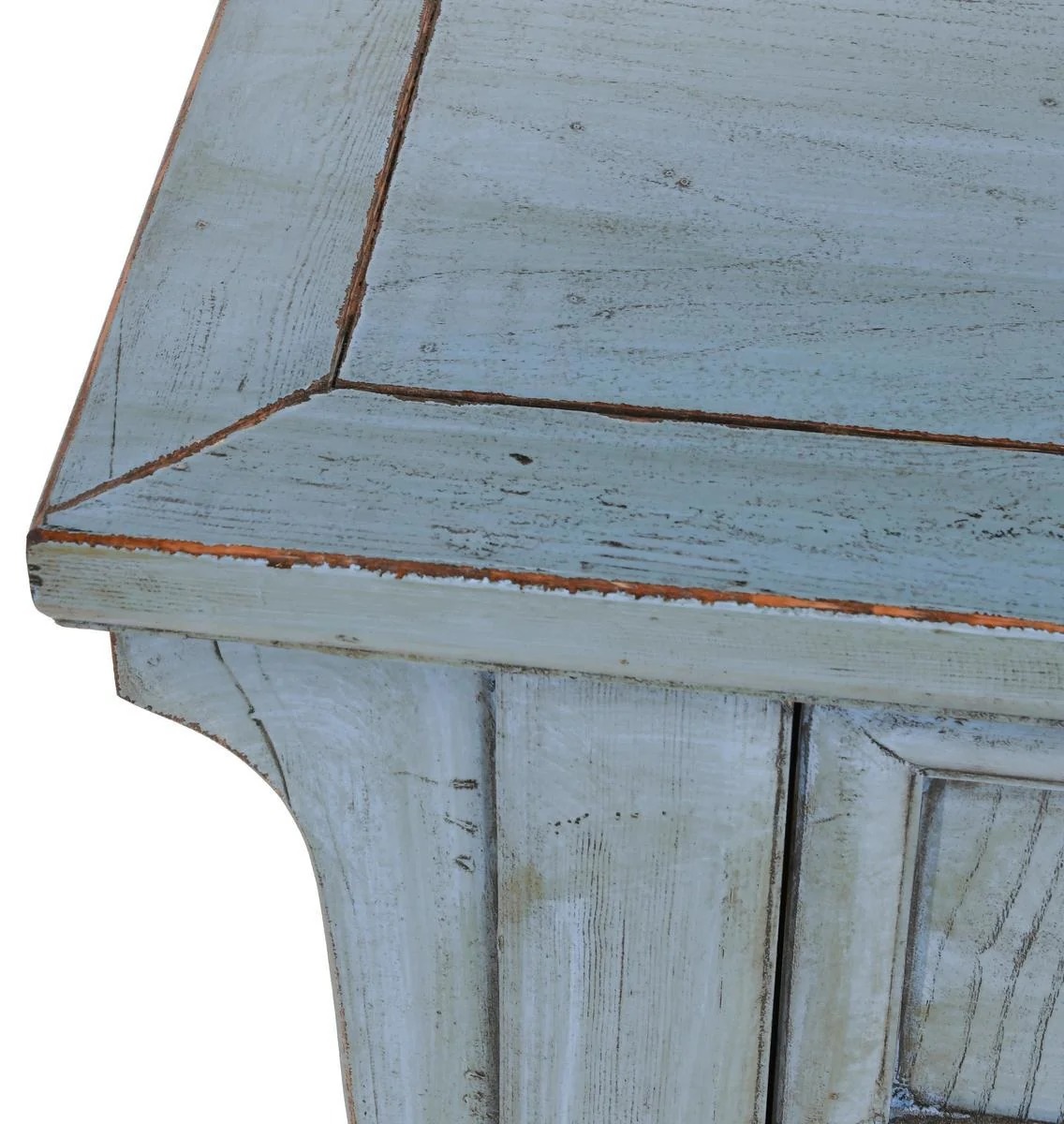 Antique blue, Asian style sideboard with doors and drawers, detail