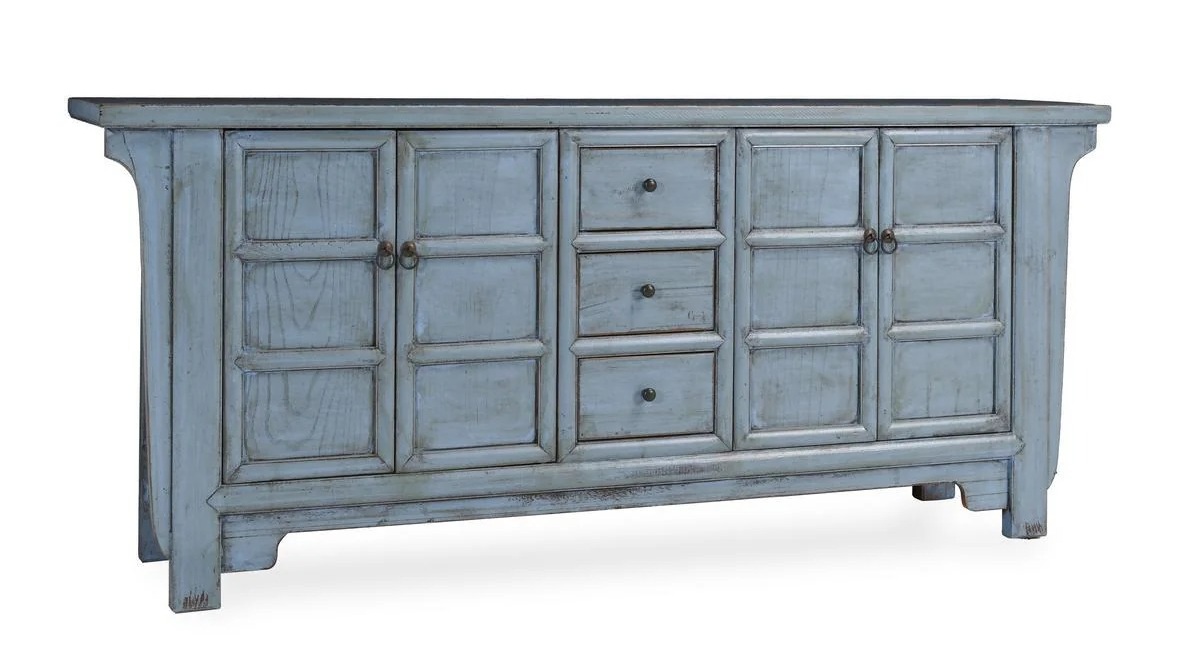 Antique blue, Asian style sideboard with doors and drawers