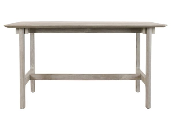 Counter high grey teak table for outdoor, front