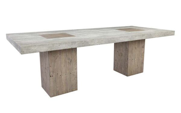 Reclaimed pine and concrete laminate dining table