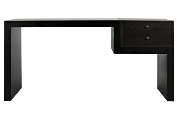 Black home desk with drawers by Noir, front