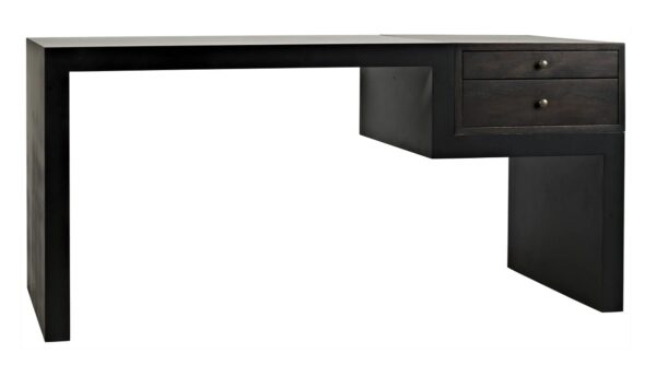 Black home desk with drawers by Noir, sideways