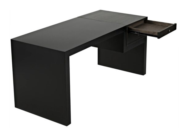 Black home desk with drawers by Noir, open