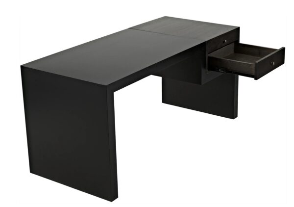 Black home desk with drawers by Noir, open