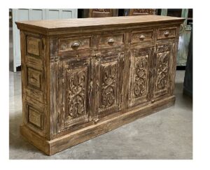 69″ Carved Teak Sideboard Cabinet