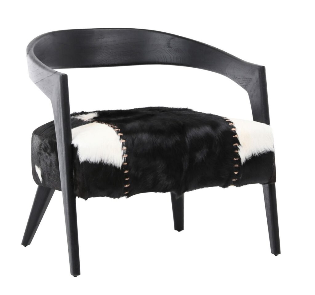 Liara Goat Hide Black Accent Chair
