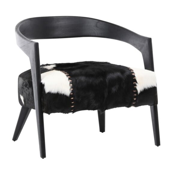 Black wood and goat hide side chair