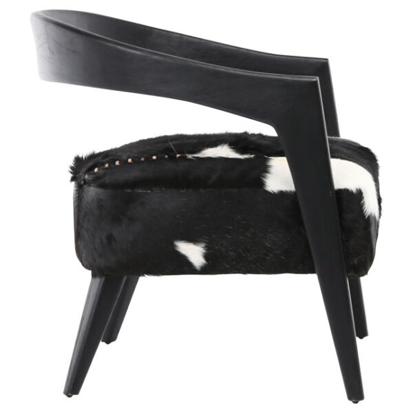 Black wood and goat hide side chair, profile