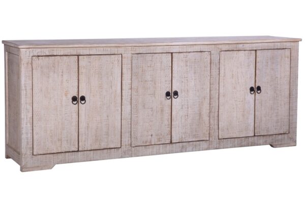 Natural reclaimed wood console cabinet with 6 doors