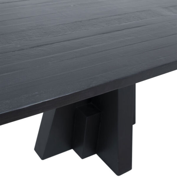 Black pedestal dining table, detail