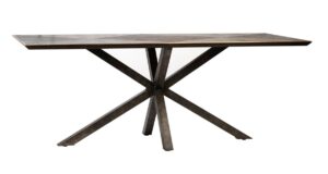 79″ Oak and Brass Dining Table