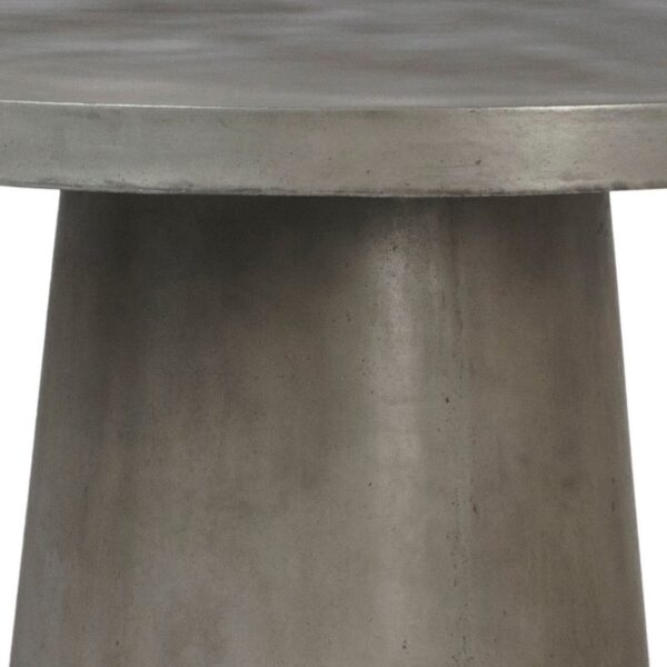 Round concrete dining table for outdoor use, detail