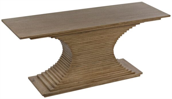 Noir Cambio console table in light walnut finish, view of top
