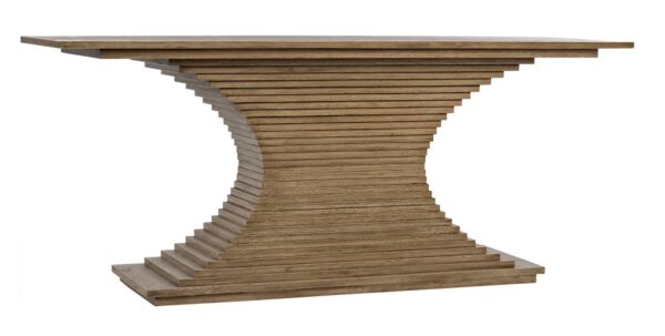 Noir Cambio console table in light walnut finish, front detail