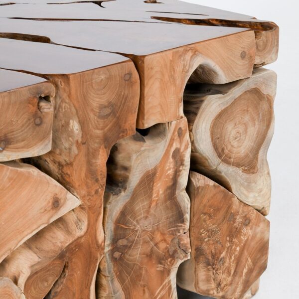 Square root coffee table, side detail