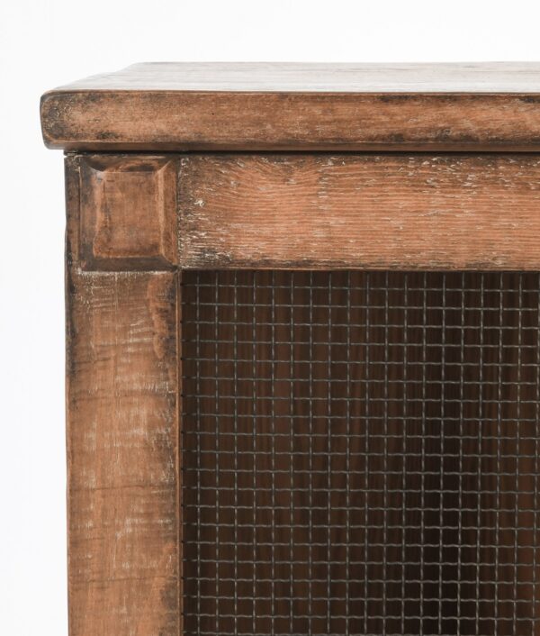 Long media console with mesh doors, door detail