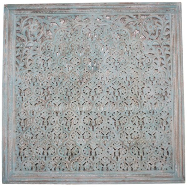 Large wood carved panel wall art, back