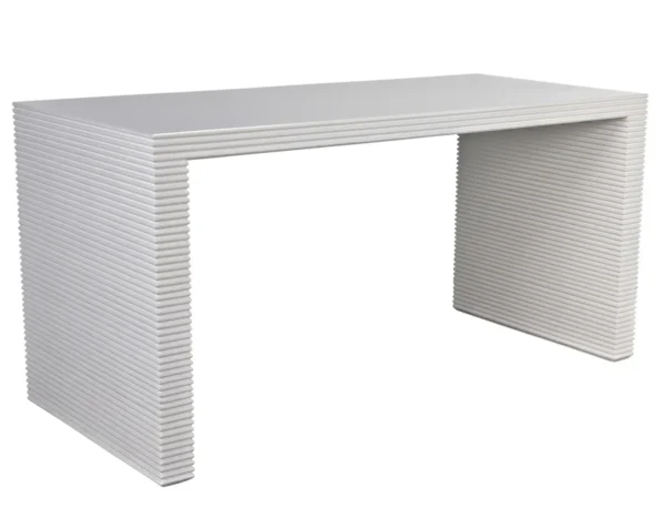 White home desk with ribbed sides by Noir Furniture