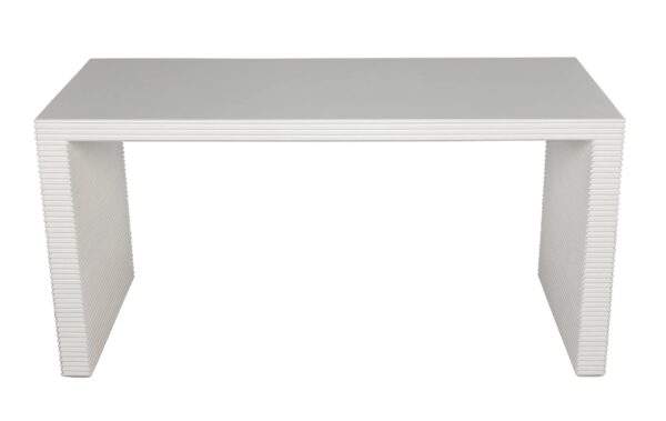 White home desk with ribbed sides by Noir Furniture, top