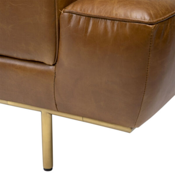 Caramel leather daybed with back, base detail