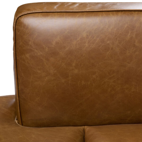 Caramel leather daybed with back, back detail