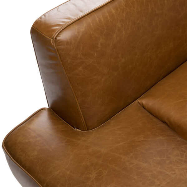 Caramel leather daybed with back, detail