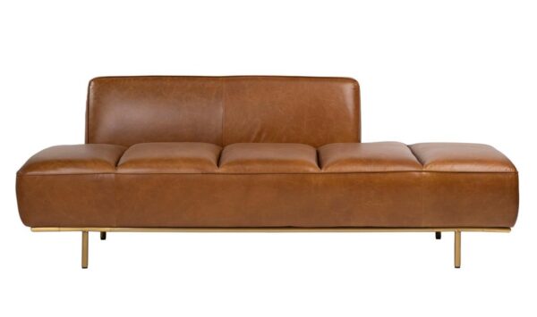 Caramel leather daybed with back, front