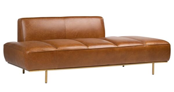 Caramel leather daybed with back