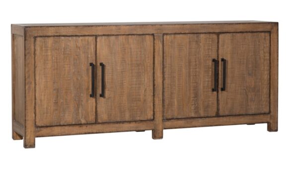 Solid wood media cabinet with doors