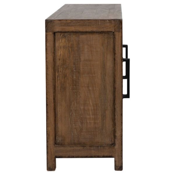 Solid wood media cabinet with doors, profile.