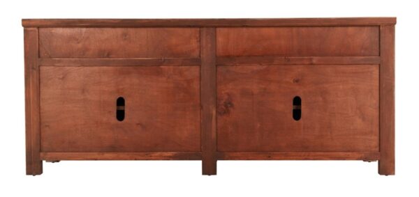 White media console cabinet with drawers, back