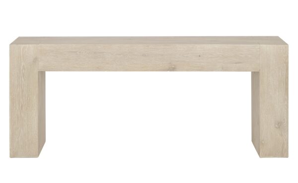 72" white oak console table with straight lines, front view