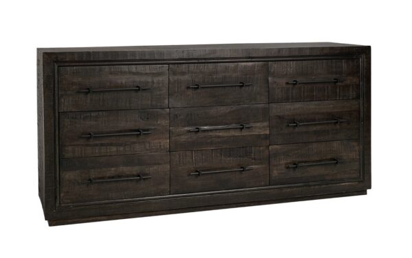 Large wood dresser with dark brown finish