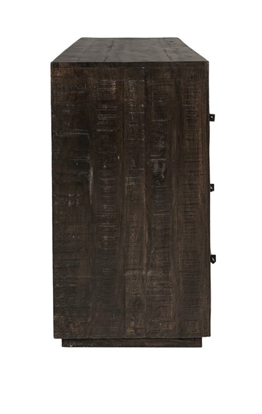 Large wood dresser with dark brown finish, profile