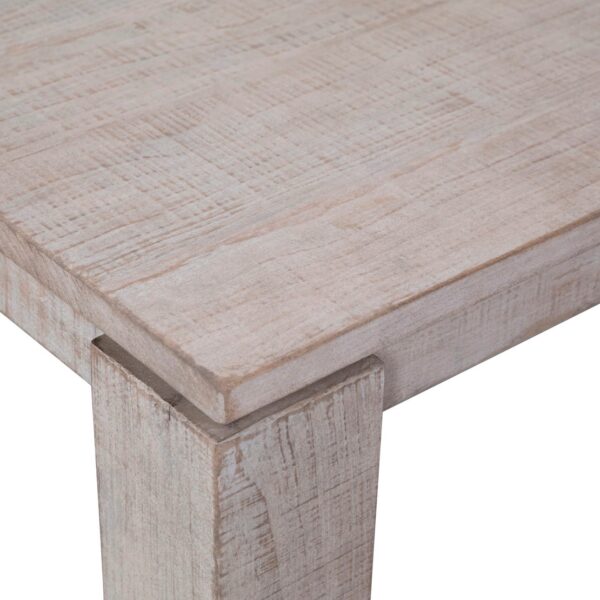 Rectangular wood coffee table with light finish, detail