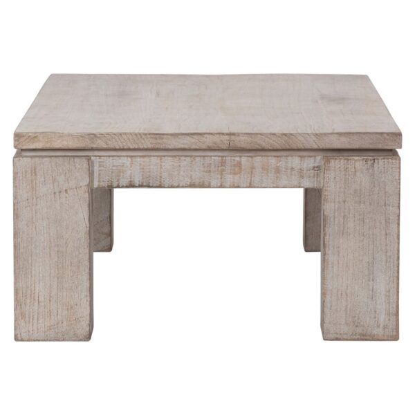 Rectangular wood coffee table with light finish, profile