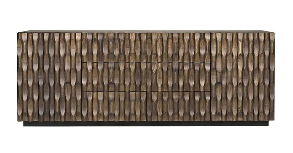 Carved dark walnut sideboard with drawers and cupboards, front