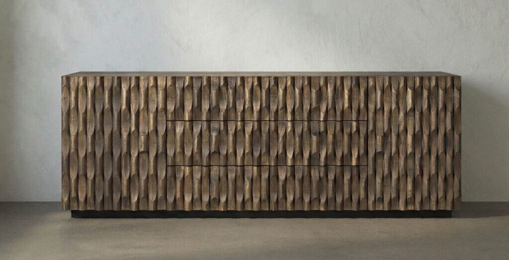 Carved dark walnut sideboard with drawers and cupboards