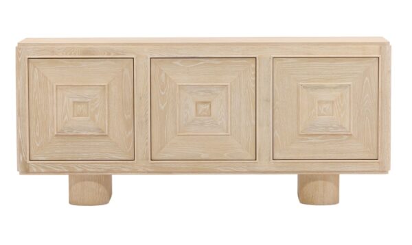 Light Natural Oak Wood Sideboard with 3 doors, front