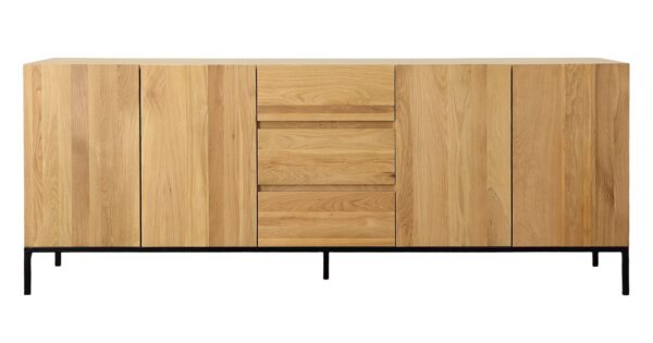 Light color oak sideboard with doors and drawers, front